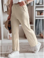 Dámske široké rebrované nohavice LUXEEN moka FashionStreet UY2520