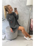 Oversize mikina s asymetrickými bokmi grafitová