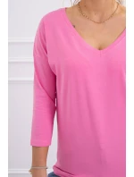 Blúzka s výstrihom do V svetlo ružová