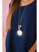 Mušelínová blúzka s náhrdelníkom tmavomodrá Mušelínová blúzka s náhrdelníkom tmavomodrá