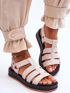 Damskie Wegańskie Sandały Na Rzepy ZAXY JJ285015 Jasnobeżowe