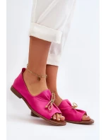 Zazoo 2660 Skórzane Baleriny Damskie Fuksja