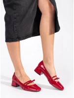 Pohodlné červené lodičky pre ženy na širokom podpätku Pohodlné červené lodičky pre ženy na širokom podpätku