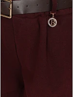 Elegantné dámske šortky s opaskom, bordové, FashionStreet SY0623 Elegantné dámske šortky s opaskom, bordové, FashionStreet SY0623