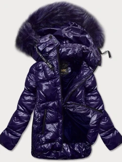 Dámska prešívaná bunda Dark Blue Patent (7697)