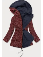 Tmavo modro-červená dámska bunda parka 2 v 1 (W702BIG)