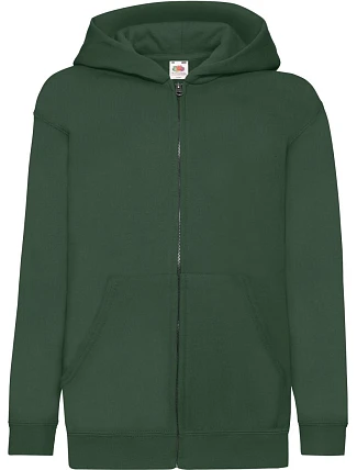 Fruit of the Loom Classic Kids Sweat Jacket Detská mikina s kapucňou 16.2045 fľaškovozelená