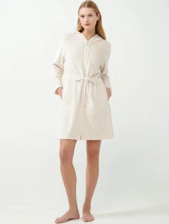 Dámsky flísový župan na zips 21360 Ecru - Vamp