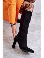 Kozaki Damskie Na Słupku Do Kolana Czarne Truly Love