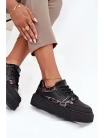 Damskie Sneakersy Na Platformie Big Star SS274358 Panterka Czarne