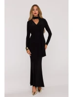 M891 Šaty s opaskom a šerpou - čierne