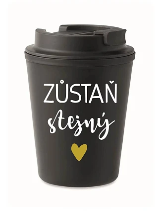 HRNEK ZOSTAN TAKÝ ISTÝ – čierny termohrnček 300 ml