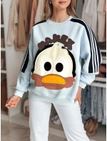 Dámska nadrozmerná mikina so záplatami CUTE MAKEX modrá FashionStreet BY1490