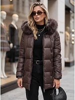 Dámska zimná prešívaná bunda s kapucňou, tmavohnedá, FashionStreet TY5758 Dámska zimná prešívaná bunda s kapucňou, tmavohnedá, FashionStreet TY5758