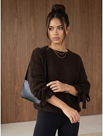 Dámsky oversize sveter v čokoládovej farbe FashionStreet MY2571 Dámsky oversize sveter v čokoládovej farbe FashionStreet MY2571