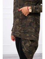 Mikina moro s dlhým chrbtom khaki+zelená