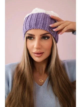 Paris fleecová čiapka K212 biela+fialová