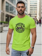 Pánske bavlnené tričko s motorkárskou potlačou limetkovo zelené FashionStreet NX5007R Pánske bavlnené tričko s motorkárskou potlačou limetkovo zelené FashionStreet NX5007R
