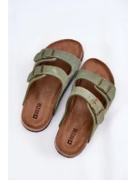 Zamszowe Klapki Damskie Z Klamrami Big Star RR274A393 Zielone Zamszowe Klapki Damskie Z Klamrami Big Star RR274A393 Zielone