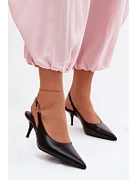 Dámské sandály z umělé kůže na podpatku Černé Jelissey