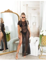 Dámske sexi plážové šaty zo sieťoviny s XXL rozparkom 210221 black - Koucla Dámske sexi plážové šaty zo sieťoviny s XXL rozparkom 210221 black - Koucla