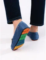 Klasické dámske modré mokasíny bez podpätku Klasické dámske modré mokasíny bez podpätku