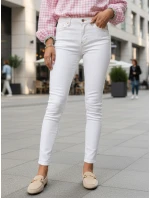 Dámske skinny džínsy s vysokým pásom biele FashionStreet UY2863