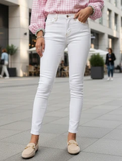 Dámske skinny džínsy s vysokým pásom biele FashionStreet UY2863
