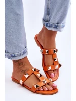 Damskie Klapki Z Dużymi Ćwiekami Pomarańczowe Mercure