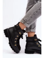 Skórzane Botki Trapery Damskie GOE MM2N4082 Czarne