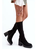 Damskie Kozaki Przed Kolano Na Masywnym Słupku D&A SN622-10A Czarne