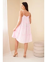Dámske bavlnené šaty bez ramienok s volánikmi candy pink Dámske bavlnené šaty bez ramienok s volánikmi candy pink