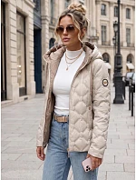 Dámska prešívaná prechodová bunda s kapucňou, svetlošedá, FashionStreet TY5884 Dámska prešívaná prechodová bunda s kapucňou, svetlošedá, FashionStreet TY5884
