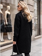 Dlhý dámsky kabát z ovčej kože, čierny, FashionStreet NY0801 Dlhý dámsky kabát z ovčej kože, čierny, FashionStreet NY0801