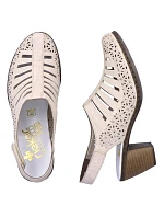 Kožené sandále na podpätku Rieker W RKR49B beige Kožené sandále na podpätku Rieker W RKR49B beige
