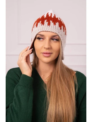 Dámska čiapka Nikol K405 biela+červená+béžová