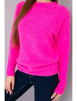 Dámsky detský sveter z alpaky s dlhými rukávmi neónovo ružovej farby Dámsky detský sveter z alpaky s dlhými rukávmi neónovo ružovej farby