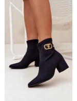 Dámske topánky na podpätku so zlatými detailmi Zazoo 3128 Black