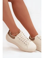 Sneakersy Damskie Na Platformie Big Star SS274246 Jasnobeżowe