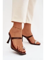 Dámské lodičky na jehle s ozdobným detailem Čokoládové Lorissa