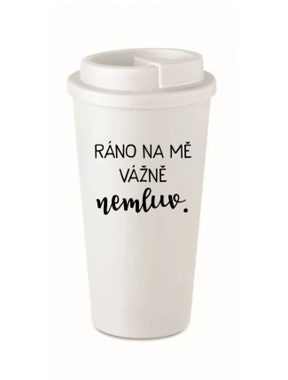 RÁNO NA MĚ VÁŽNĚ NEMLUV. - bílý termohrnek 475 ml