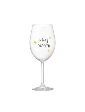 TEKUTÝ DÁREČEK - čirá sklenice na víno 350 ml