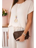 Viskózový set plisovaná blúzka + nohavice béžová