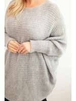 Dámsky sveter s mohérovým pončom v šedej farbe