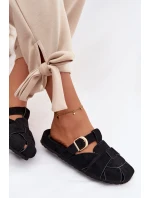 Dámské Mule S Pásky A Zlatou Přezkou Černé Ganelle