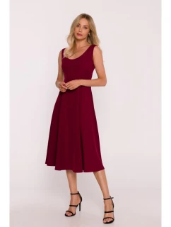 S424 Fit & flare šaty - bordové