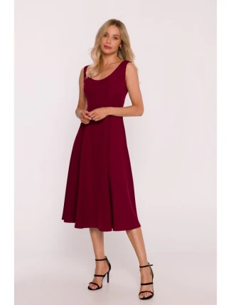S424 Fit & flare šaty - bordové