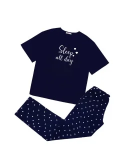 Dámske pyžamo 160/070 tm. modré srdce - Karol