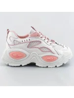Bielo-ružové dámske športové topánky s vysokou podrážkou (RA15)