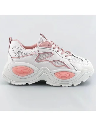 Bielo-ružové dámske športové topánky s vysokou podrážkou (RA15)